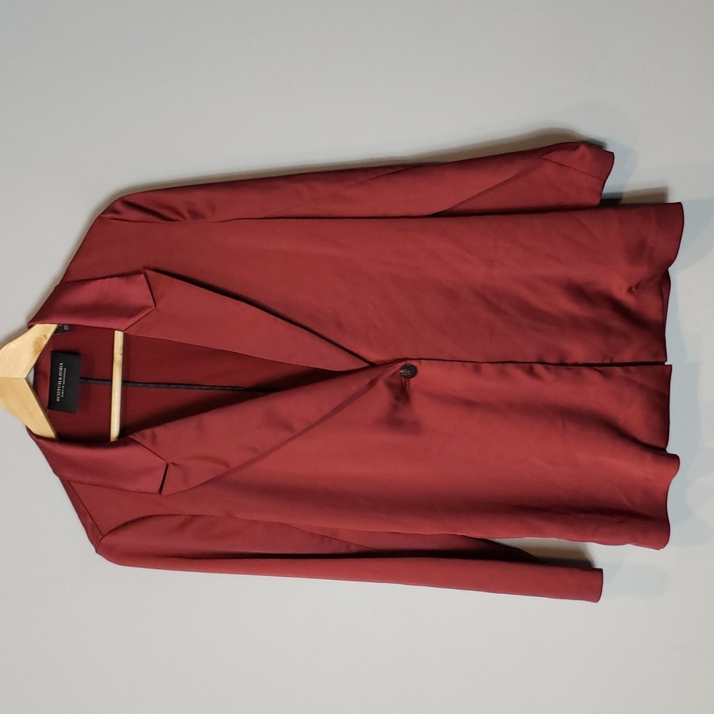 Scotch & Soda Satin Blazer Jacket Cherry Red Retroglam Silky S 70s